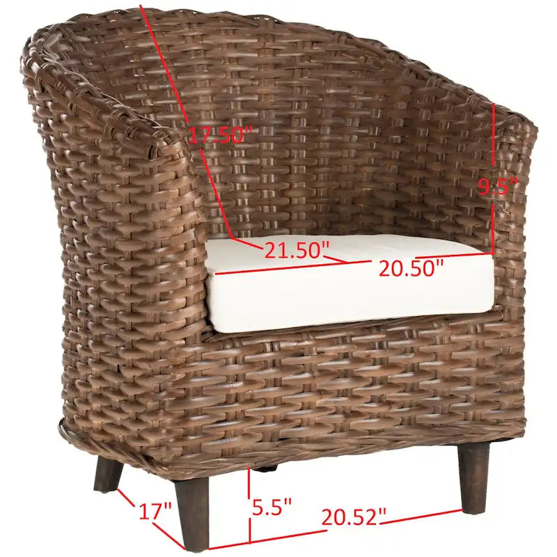 Poltrona a botte Charla in rattan con cuscino - 73,9 x 69,1 x 83,1 cm - 74Lx69Px84H