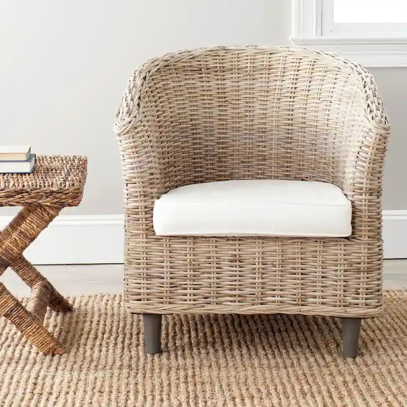 Poltrona a botte Charla in rattan con cuscino - 73,9 x 69,1 x 83,1 cm - 74Lx69Px84H