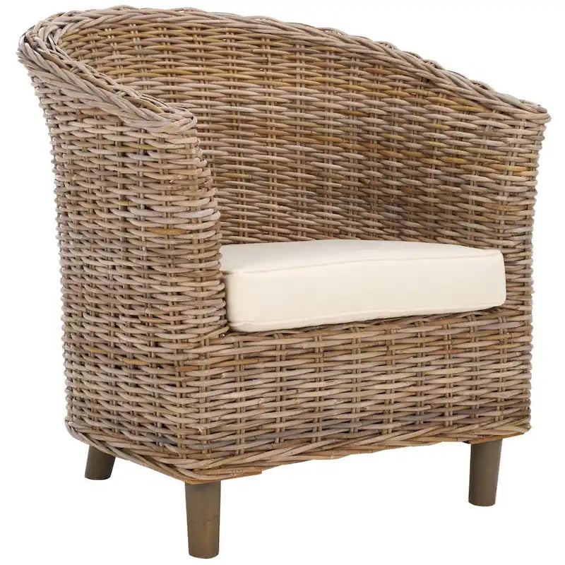 Poltrona a botte Charla in rattan con cuscino - 73,9 x 69,1 x 83,1 cm - 74Lx69Px84H