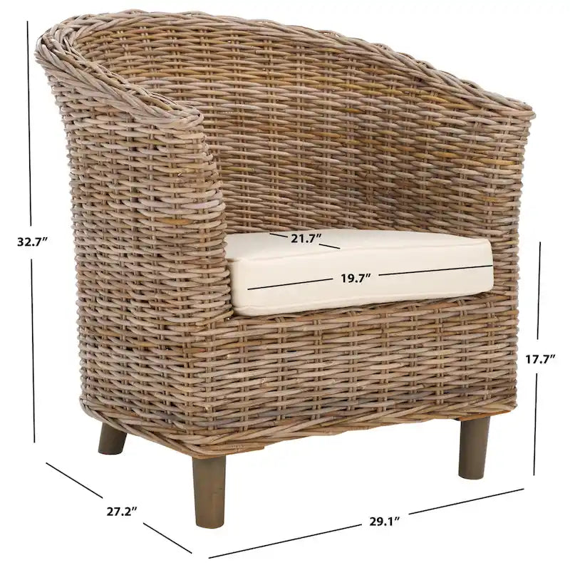Poltrona a botte Charla in rattan con cuscino - 73,9 x 69,1 x 83,1 cm - 74Lx69Px84H