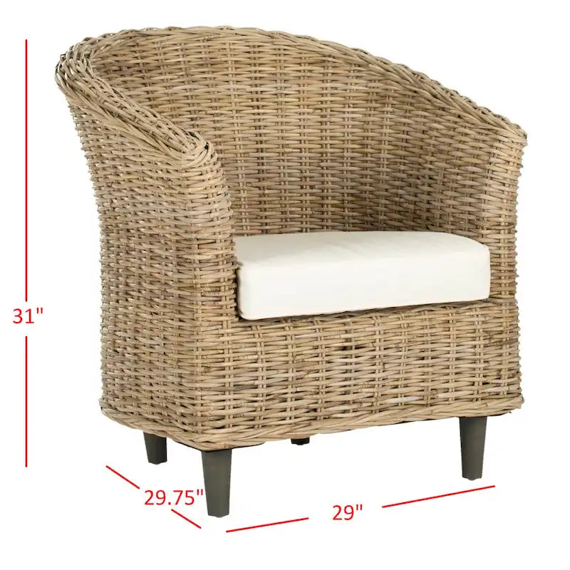 Poltrona a botte Charla in rattan con cuscino - 73,9 x 69,1 x 83,1 cm - 74Lx69Px84H