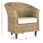 Poltrona a botte Charla in rattan con cuscino - 73,9 x 69,1 x 83,1 cm - 74Lx69Px84H