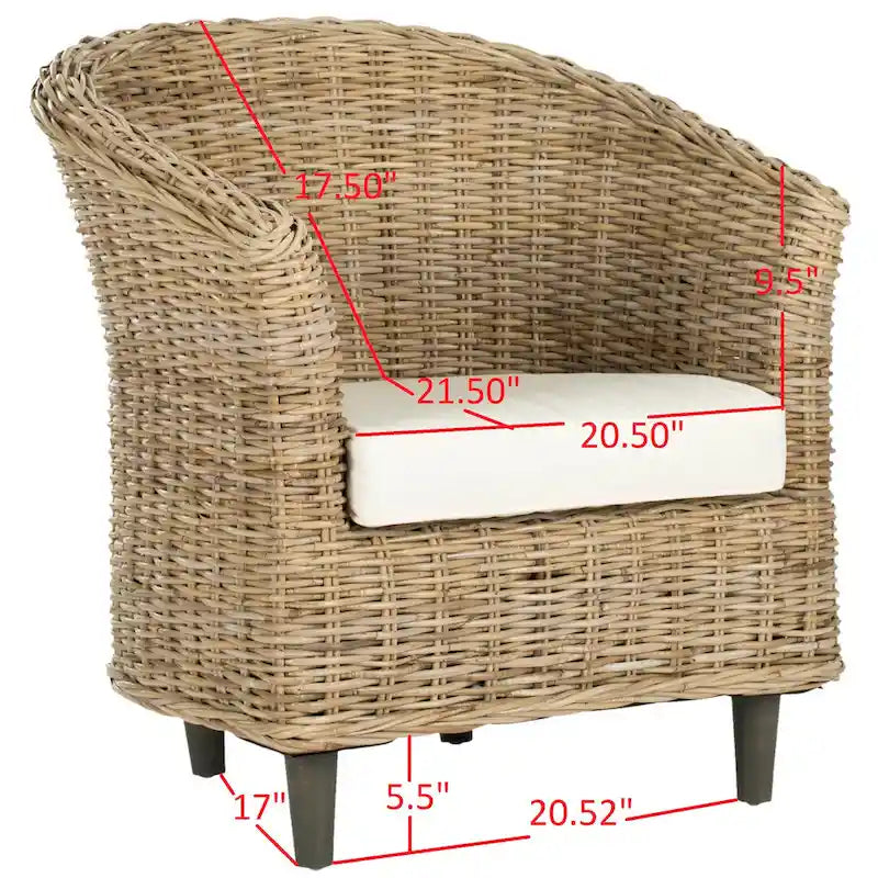 Poltrona a botte Charla in rattan con cuscino - 73,9 x 69,1 x 83,1 cm - 74Lx69Px84H