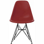 Sedia da pranzo di design moderna in plastica con accento opaco e base a gambe cromate in filo metallico nero scuro