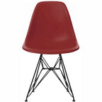 Sedia da pranzo di design moderna in plastica con accento opaco e base a gambe cromate in filo metallico nero scuro