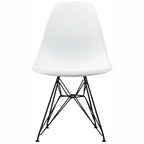 Sedia da pranzo di design moderna in plastica con accento opaco e base a gambe cromate in filo metallico nero scuro