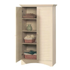 Armadio guardaroba in legno bianco anticato con ante a persiana - 89,9W x 42,7P x 155H cm