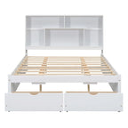 Letto a piattaforma Queen Size con testiera contenitore e 2 cassetti