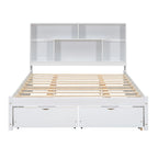Letto a piattaforma Queen Size con testiera contenitore e 2 cassetti