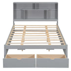 Letto a piattaforma Queen Size con testiera contenitore e 2 cassetti