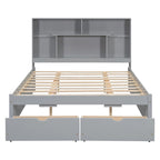Letto a piattaforma Queen Size con testiera contenitore e 2 cassetti
