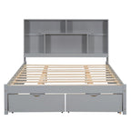 Letto a piattaforma Queen Size con testiera contenitore e 2 cassetti