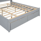 Letto a piattaforma Queen Size con testiera contenitore e 2 cassetti