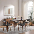 Set di 4 sedie girevoli in legno e similpelle