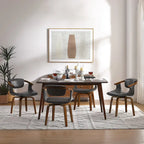 Set di 4 sedie girevoli in legno e similpelle