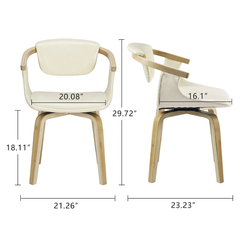 Set di 4 sedie girevoli in legno e similpelle