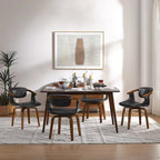 Set di 4 sedie girevoli in legno e similpelle