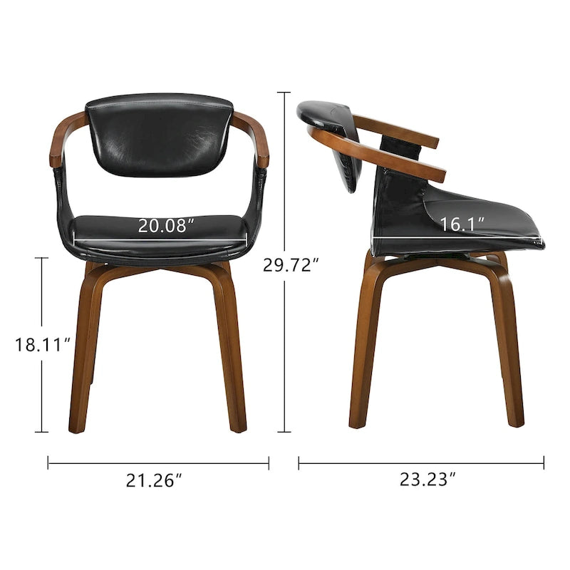 Set di 4 sedie girevoli in legno e similpelle