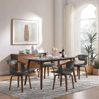 Set di 4 sedie girevoli in legno e similpelle