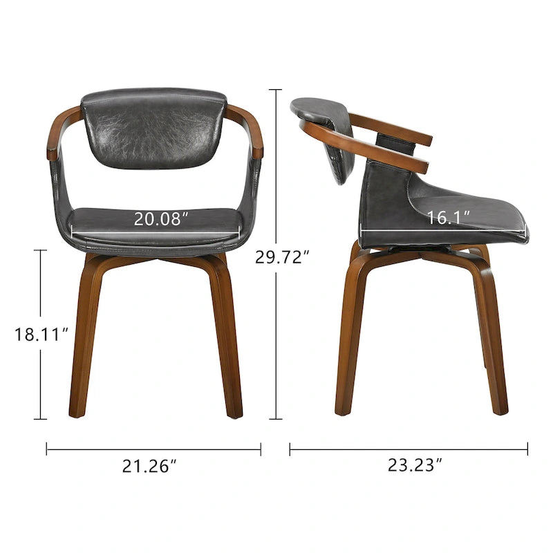 Set di 4 sedie girevoli in legno e similpelle