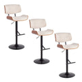   Leksand Adjustable Bar Stool with Straight T Footrest (Set of 3)