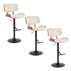   Leksand Adjustable Bar Stool with Straight T Footrest (Set of 3)