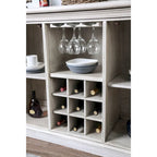 Credenza rustica in legno bianco con portabottiglie