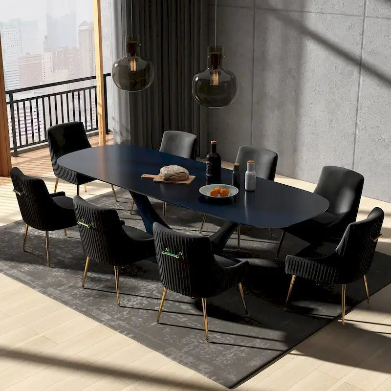 Sedie da pranzo moderne in velluto glamour, set da 8