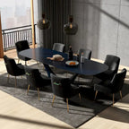 Sedie da pranzo moderne in velluto glamour, set da 8