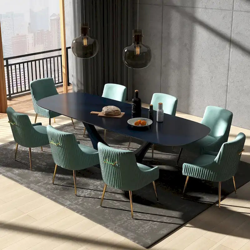 Sedie da pranzo moderne in velluto glamour, set da 8