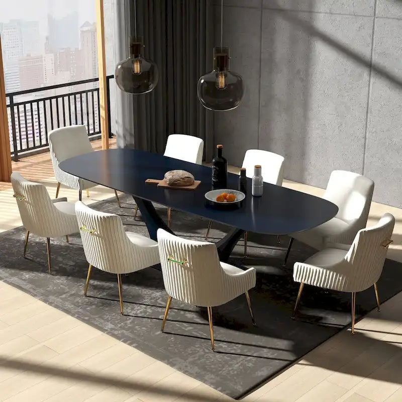   Modern Glam Velvet Dining Chair Set of 8 for Dining Room, Tufted Vanity Chair for Living Room (no table)