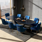 Sedie da pranzo moderne in velluto glamour, set da 8