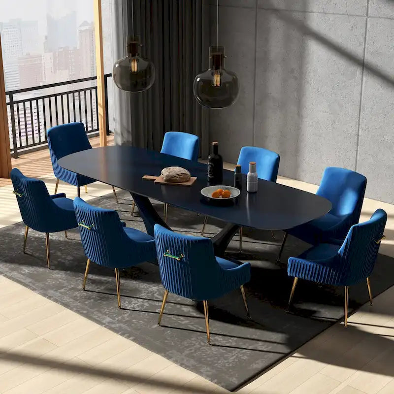 Sedie da pranzo moderne in velluto glamour, set da 8