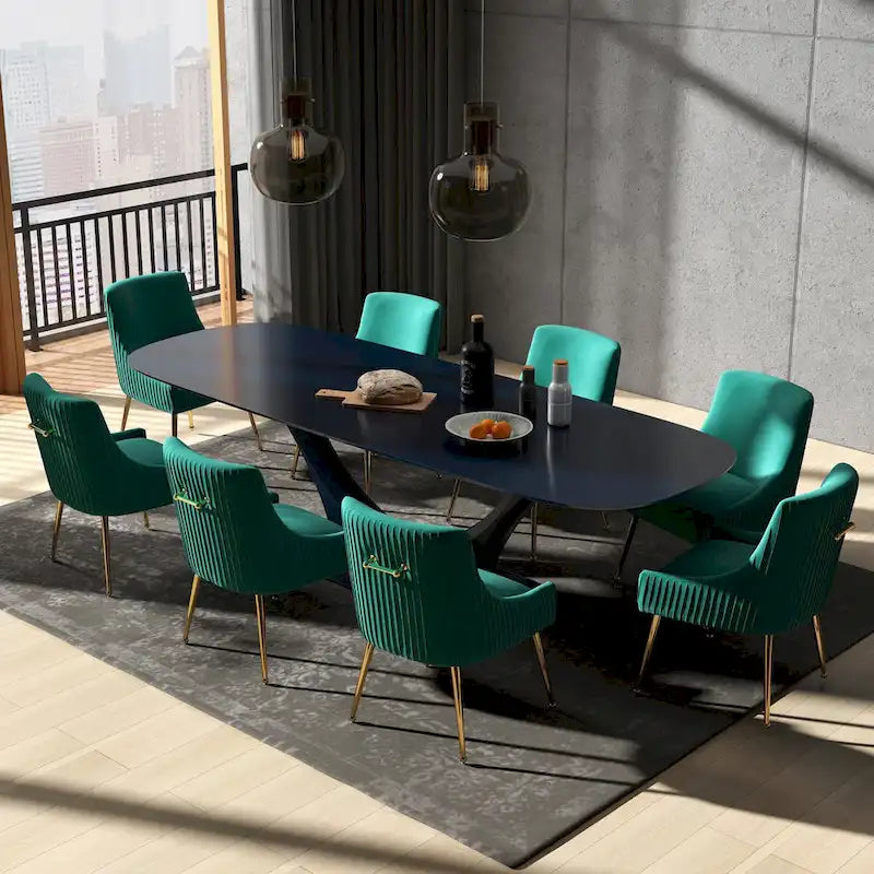 Sedie da pranzo moderne in velluto glamour, set da 8