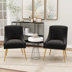 Sedie da pranzo imbottite in velluto, set da 2, design moderno glamour senza braccioli