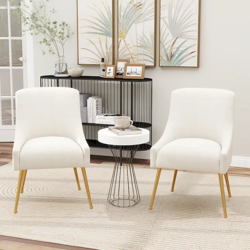 Sedie da pranzo imbottite in velluto, set da 2, design moderno glamour senza braccioli