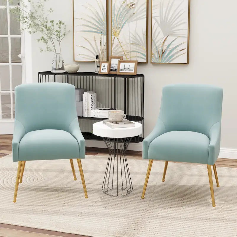 Sedie da pranzo imbottite in velluto, set da 2, design moderno glamour senza braccioli