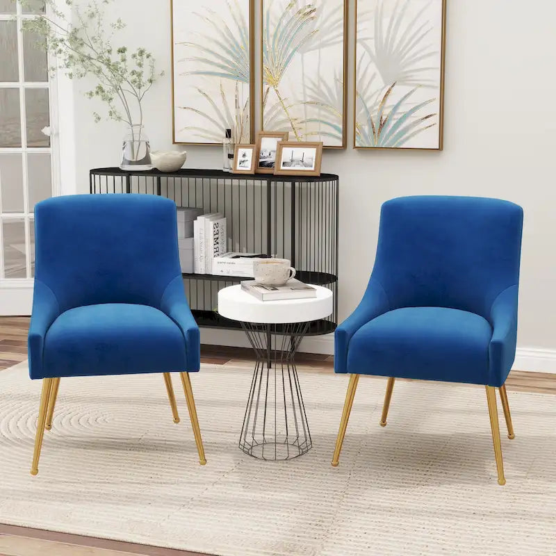 Sedie da pranzo imbottite in velluto, set da 2, design moderno glamour senza braccioli
