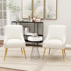   Velvet Upholstered Dining Chair Set of 2, Modern Glam Armless Side Chair