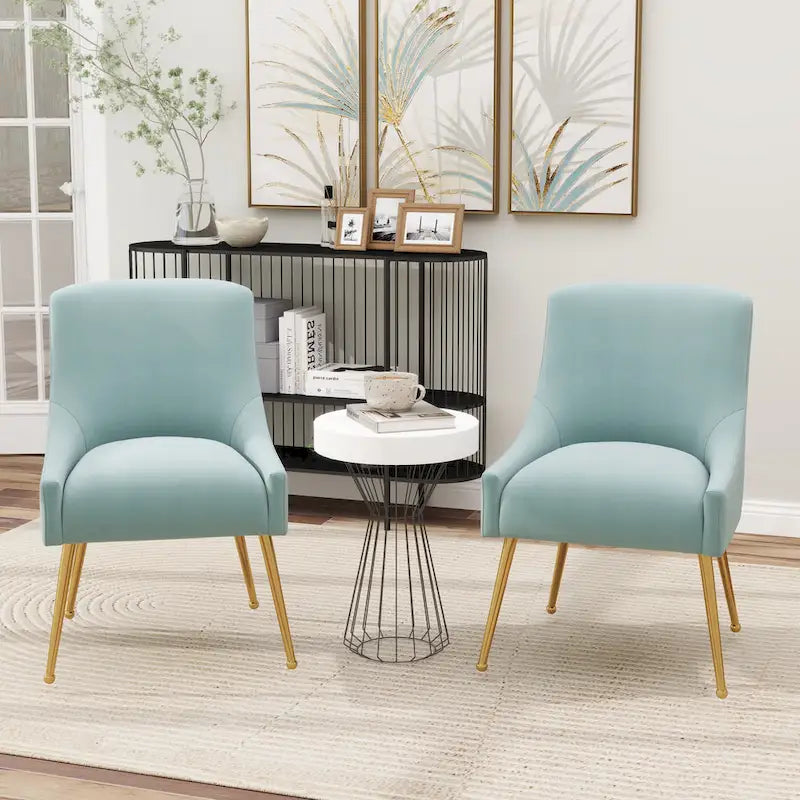 Sedie da pranzo imbottite in velluto, set da 2, design moderno glamour senza braccioli