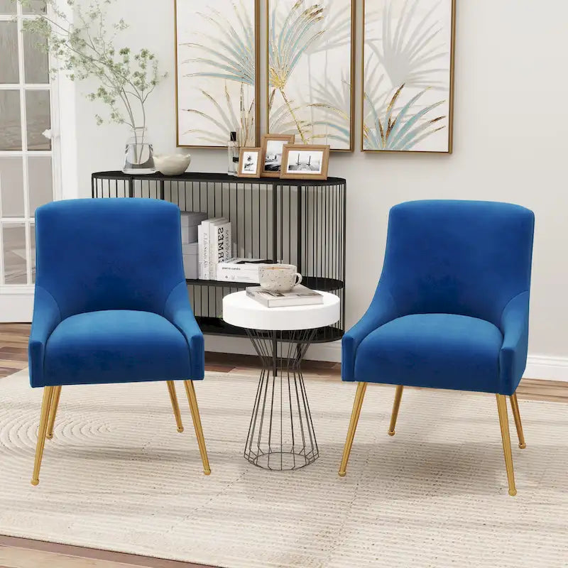 Sedie da pranzo imbottite in velluto, set da 2, design moderno glamour senza braccioli