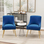 Sedie da pranzo imbottite in velluto, set da 2, design moderno glamour senza braccioli