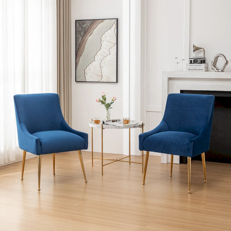 Sedie da pranzo imbottite in velluto, set da 2, design moderno glamour senza braccioli