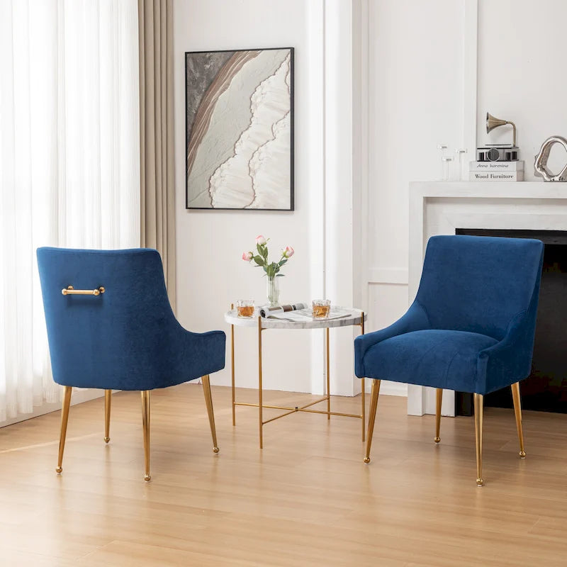 Sedie da pranzo imbottite in velluto, set da 2, design moderno glamour senza braccioli