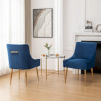 Sedie da pranzo imbottite in velluto, set da 2, design moderno glamour senza braccioli