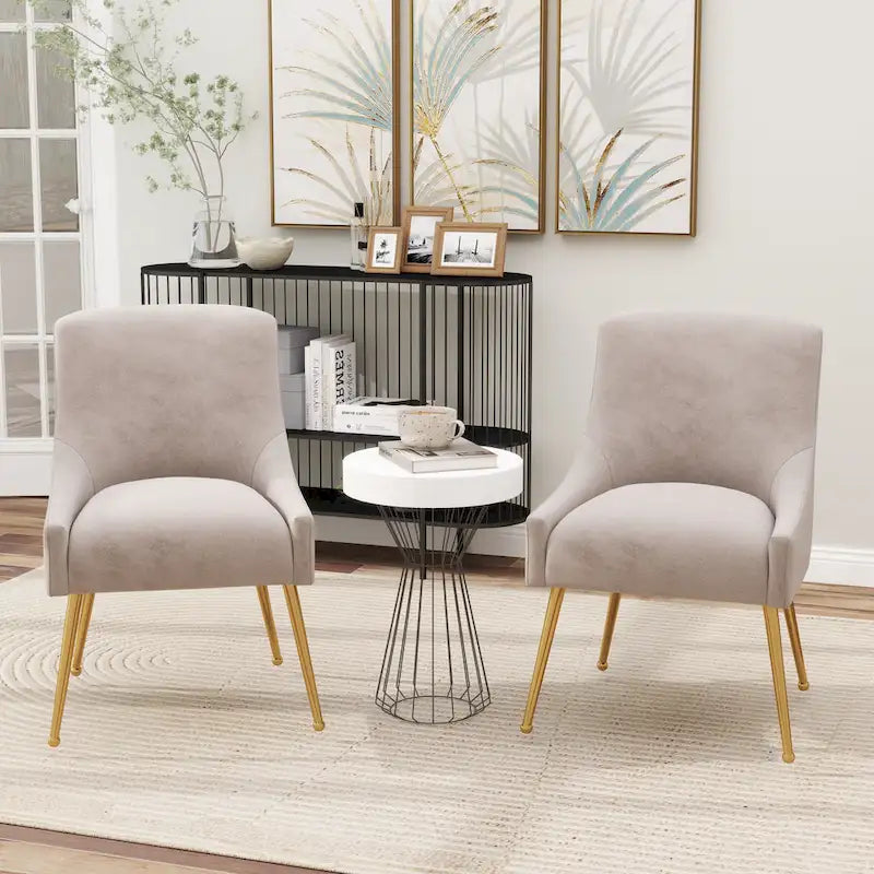 Sedie da pranzo imbottite in velluto, set da 2, design moderno glamour senza braccioli
