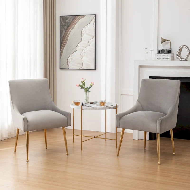 Sedie da pranzo imbottite in velluto, set da 2, design moderno glamour senza braccioli