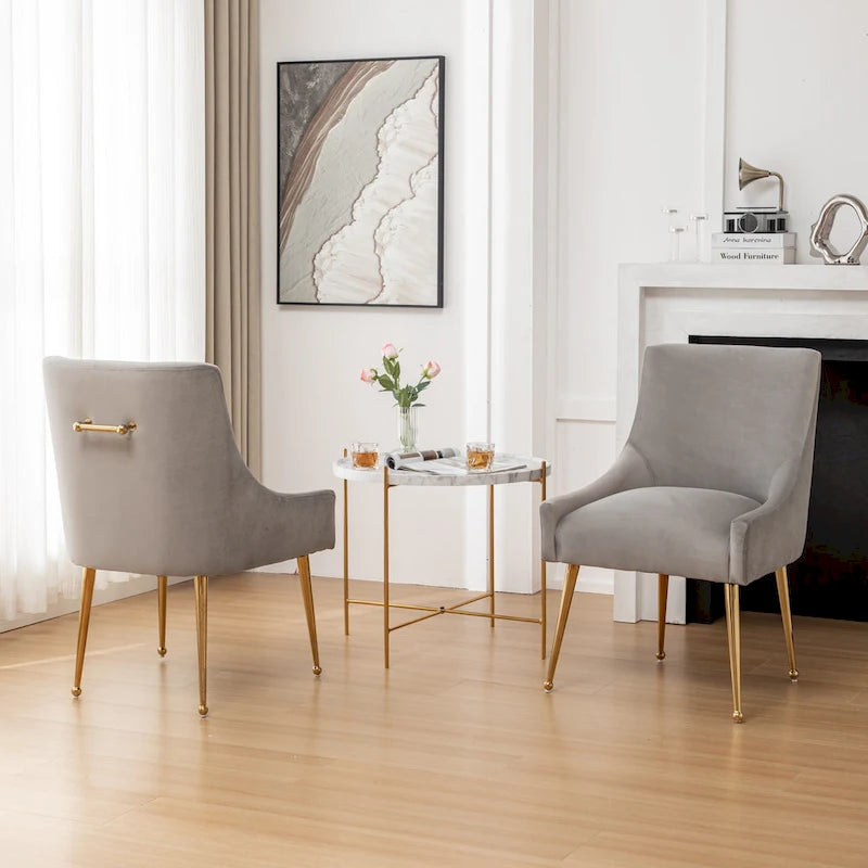 Sedie da pranzo imbottite in velluto, set da 2, design moderno glamour senza braccioli