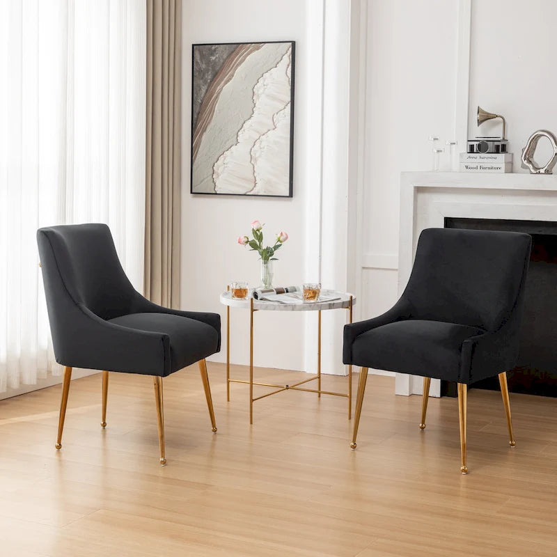 Sedie da pranzo imbottite in velluto, set da 2, design moderno glamour senza braccioli