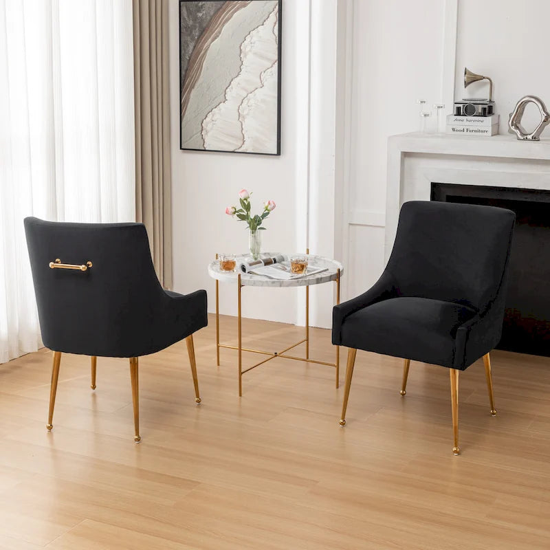 Sedie da pranzo imbottite in velluto, set da 2, design moderno glamour senza braccioli